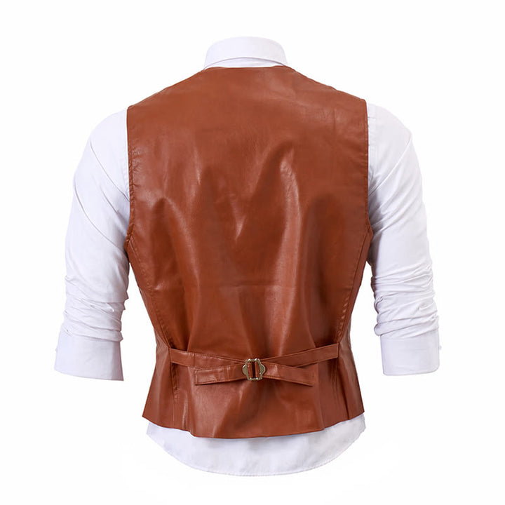 Gilet da uomo in similpelle stile western vintage da cowboy/biker - image 12