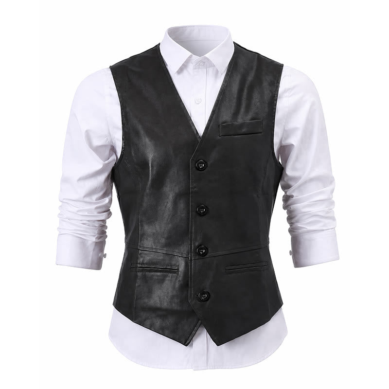 Gilet da uomo in similpelle stile western vintage da cowboy/biker - image 13