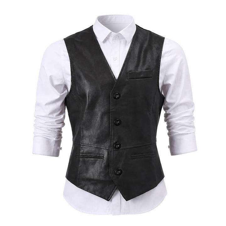 Gilet da uomo in similpelle stile western vintage da cowboy/biker - image 13