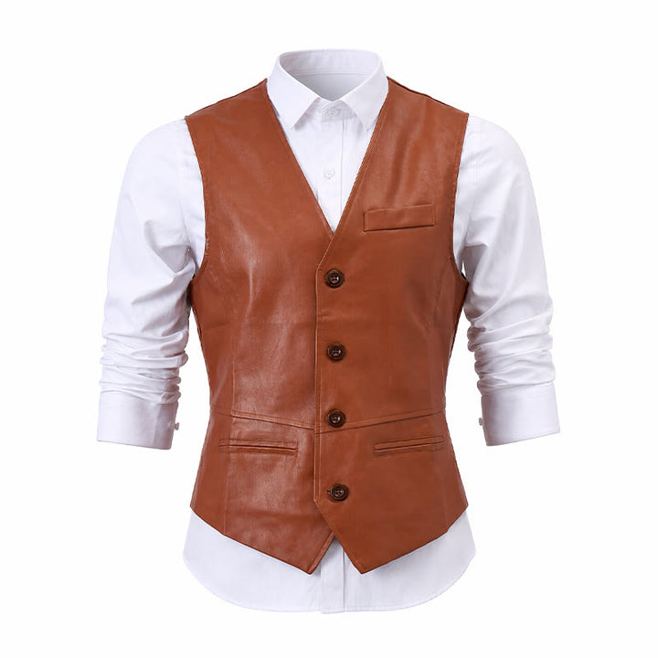 Gilet da uomo in similpelle stile western vintage da cowboy/biker - image 11