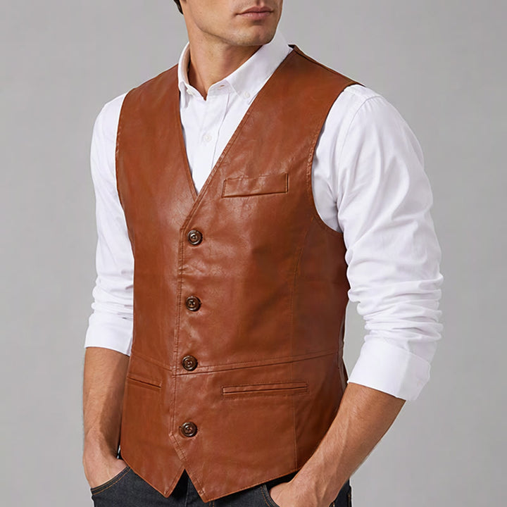 Gilet da uomo in similpelle stile western vintage da cowboy/biker - image 3
