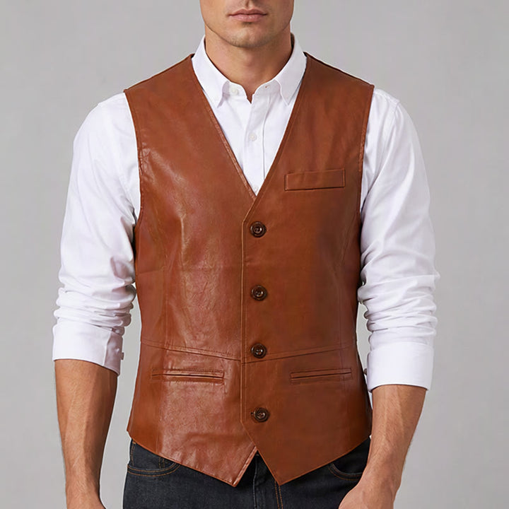 Gilet da uomo in similpelle stile western vintage da cowboy/biker - image 1