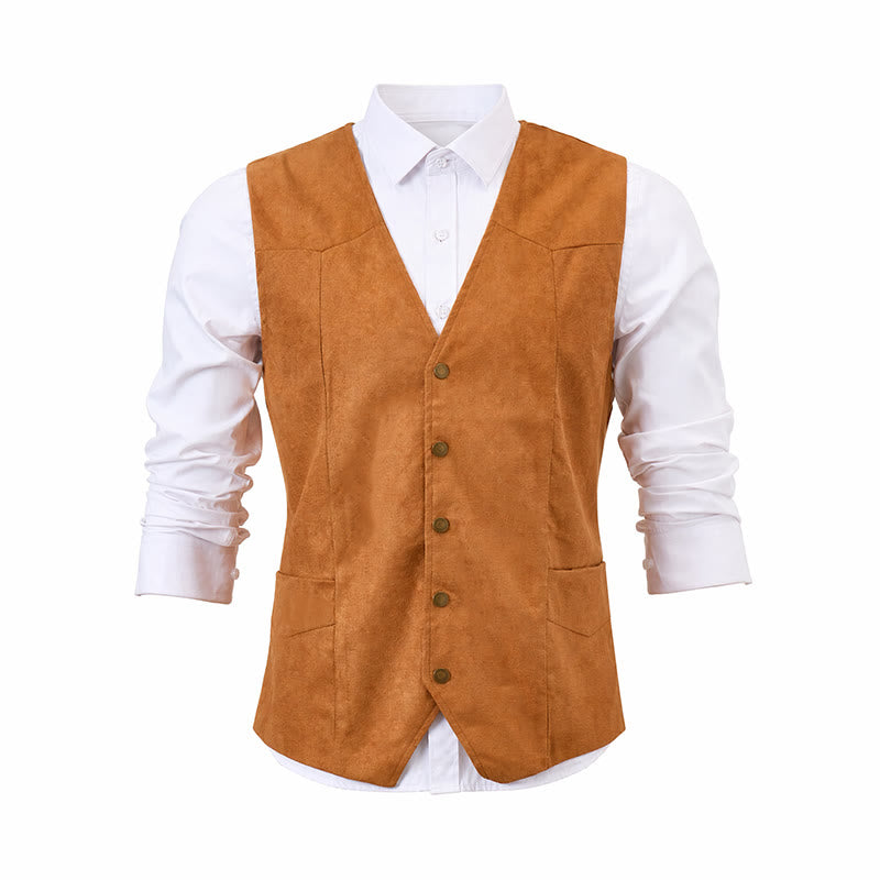 Gilet da cowboy tradizionale da uomo, marrone, ideale per il West. - image 9