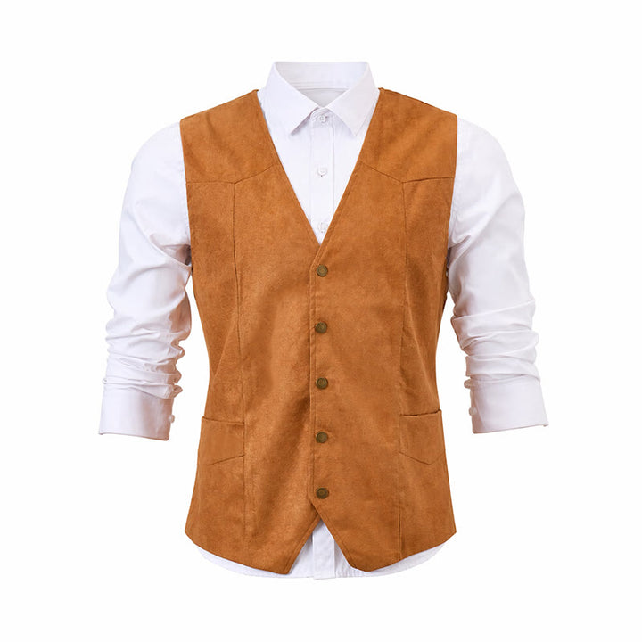 Gilet da cowboy tradizionale da uomo, marrone, ideale per il West. - image 9