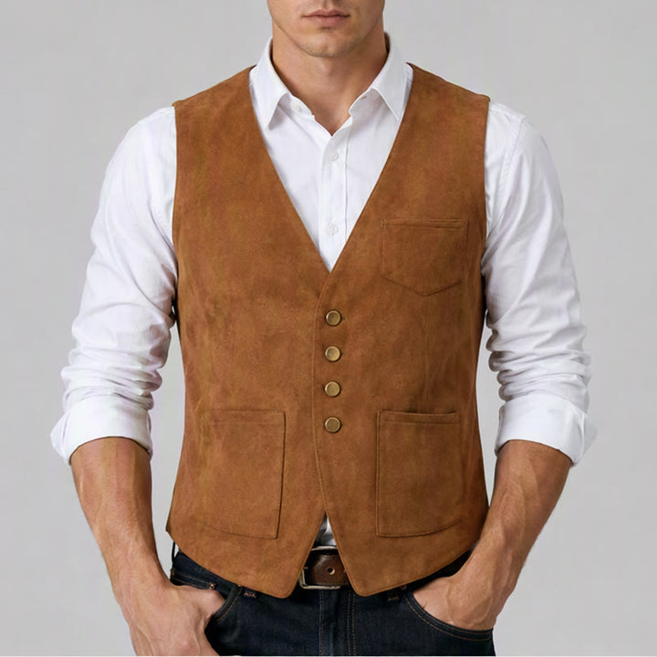 Gilet da cowboy tradizionale da uomo, marrone, ideale per il West. - image 1