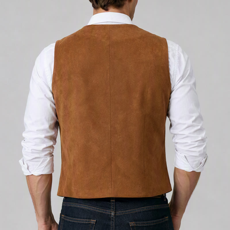 Gilet da cowboy tradizionale da uomo, marrone, ideale per il West. - image 2