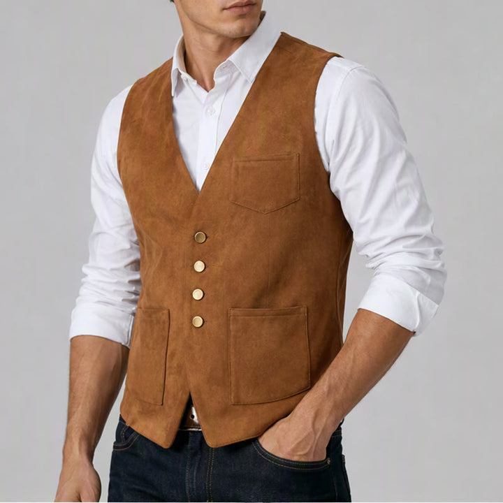 Gilet da cowboy tradizionale da uomo, marrone, ideale per il West. - image 3