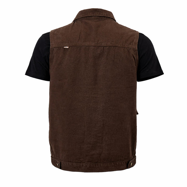 Gilet da lavoro da uomo in tela marrone slavata stile vintage - image 5