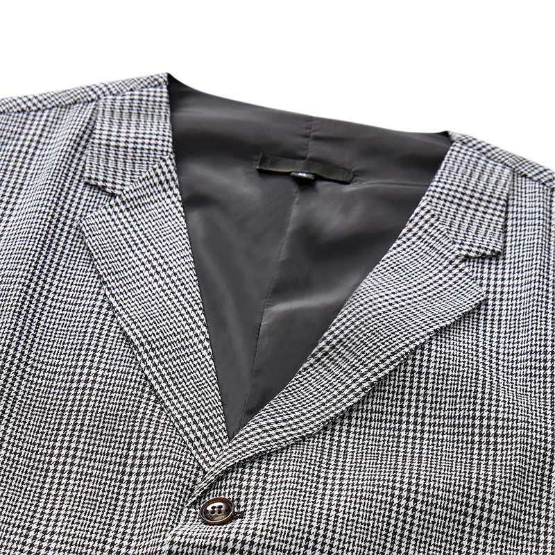 Gilet da completo con scollo a V a quadri e colletto a revers in stile britannico. - image 5
