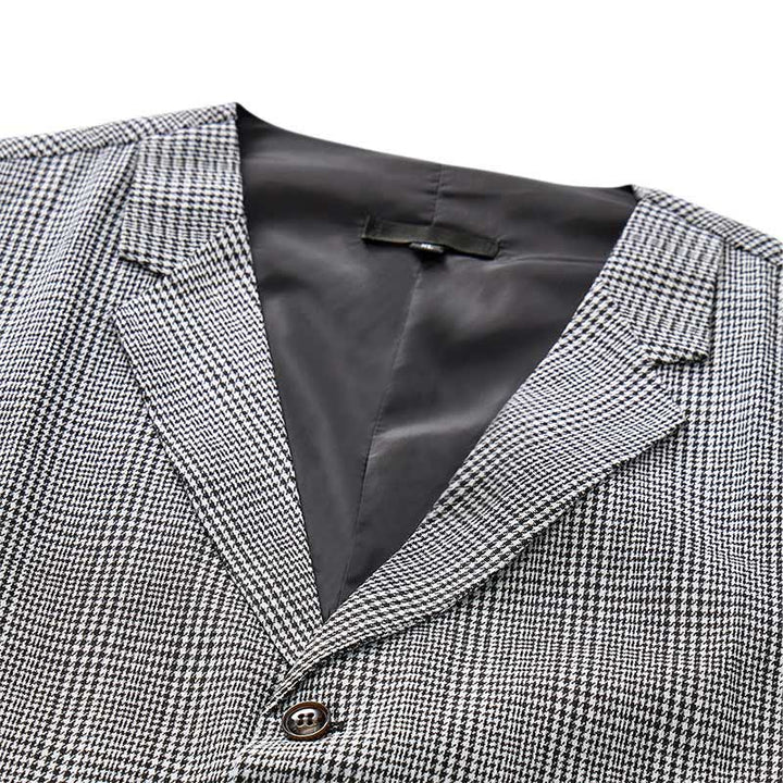 Gilet da completo con scollo a V a quadri e colletto a revers in stile britannico. - image 5