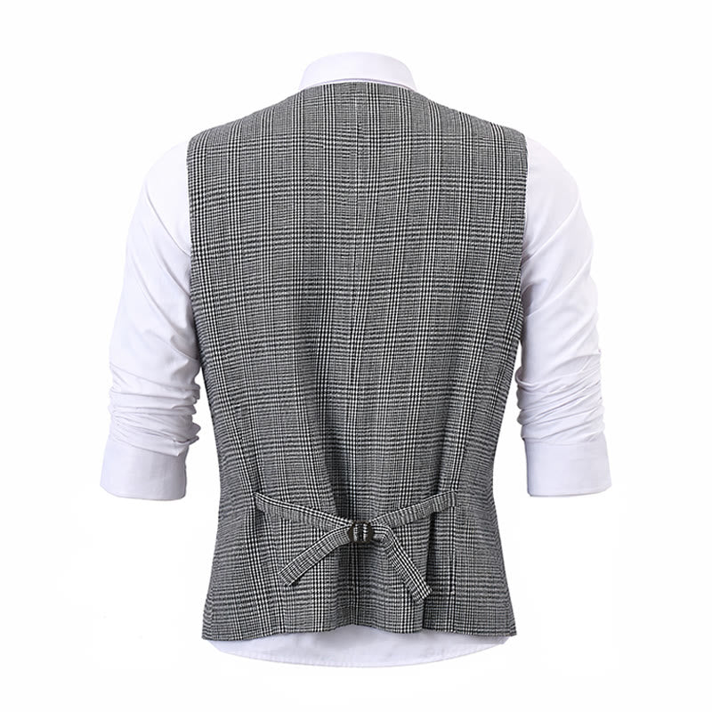 Gilet da completo con scollo a V a quadri e colletto a revers in stile britannico. - image 12