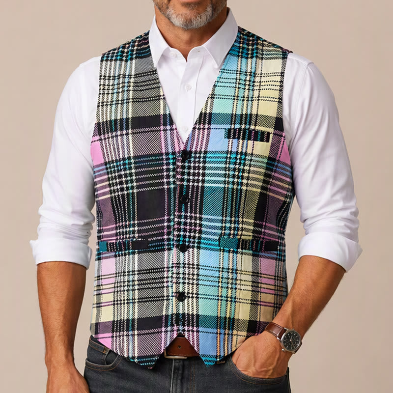 Gilet da completo festivo a quadri scozzesi colorati - image 1