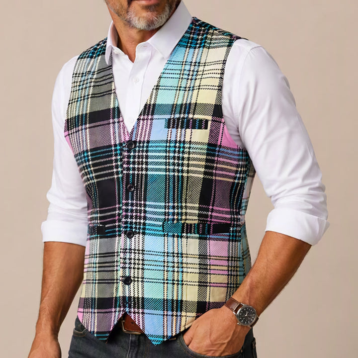 Gilet da completo festivo a quadri scozzesi colorati - image 3