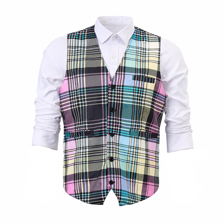 Gilet da completo festivo a quadri scozzesi colorati - image 10