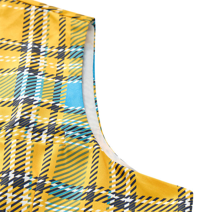 Gilet da smoking preppy con scollo a V color giallo senape - image 6