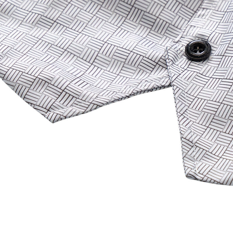 Gilet minimalista con scollo a V e motivo a griglia grigio argento. - image 8
