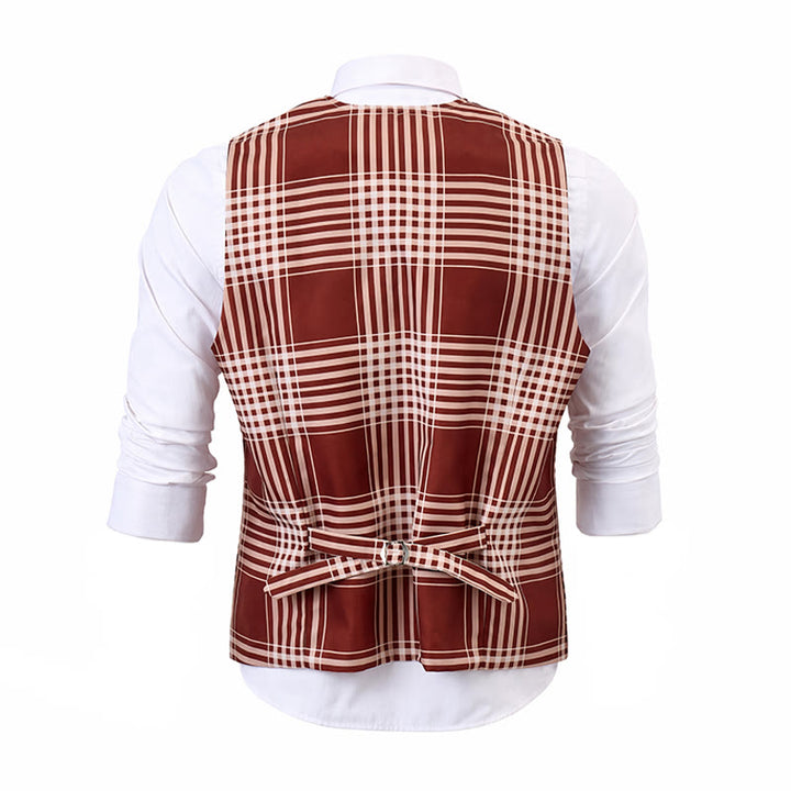 Gilet da completo da gentiluomo britannico a quadri marroni Heritage Check - image 11