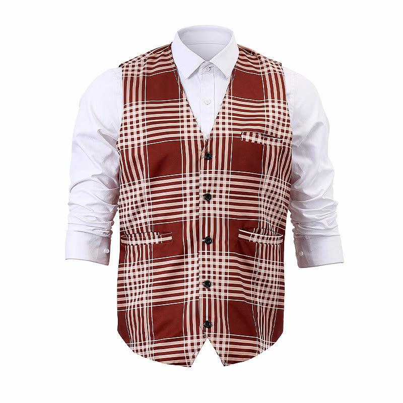 Gilet da completo da gentiluomo britannico a quadri marroni Heritage Check - image 10