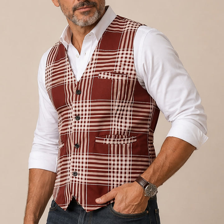 Gilet da completo da gentiluomo britannico a quadri marroni Heritage Check - image 3