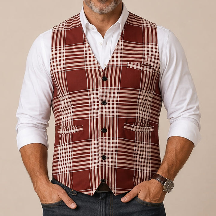 Gilet da completo da gentiluomo britannico a quadri marroni Heritage Check - image 1