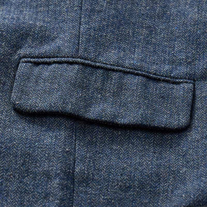 Gilet da uomo classico in tweed stile western con motivo a spina di pesce - image 10