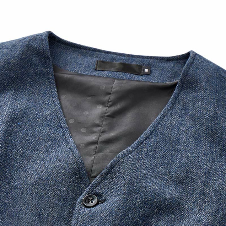 Gilet da uomo classico in tweed stile western con motivo a spina di pesce - image 9