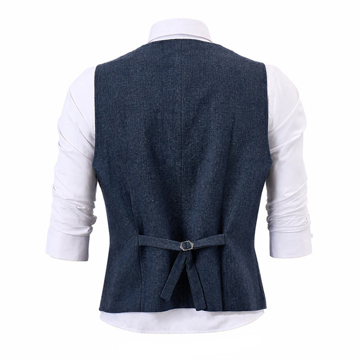 Gilet da uomo classico in tweed stile western con motivo a spina di pesce - image 14
