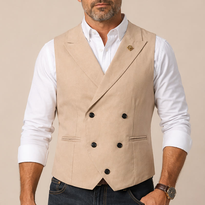 Gilet da uomo moderno da cowboy, doppiopetto, con spilla. - image 1