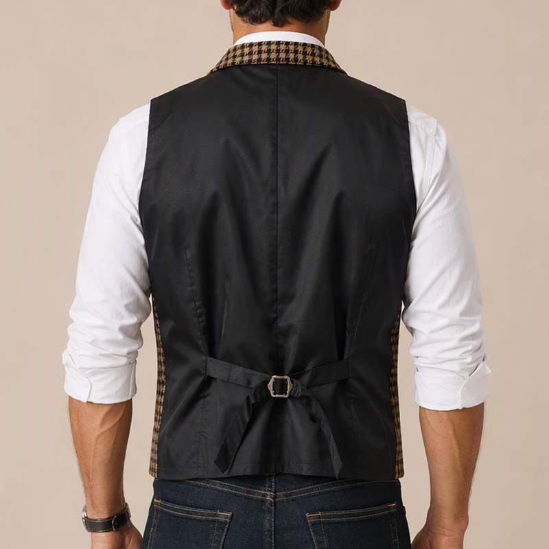 Gilet da uomo in stile medievale con motivo pied de poule - image 2