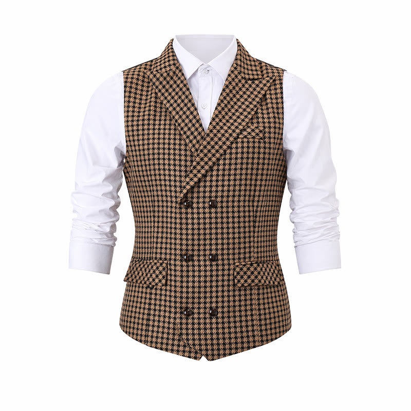 Gilet da uomo in stile medievale con motivo pied de poule - image 8