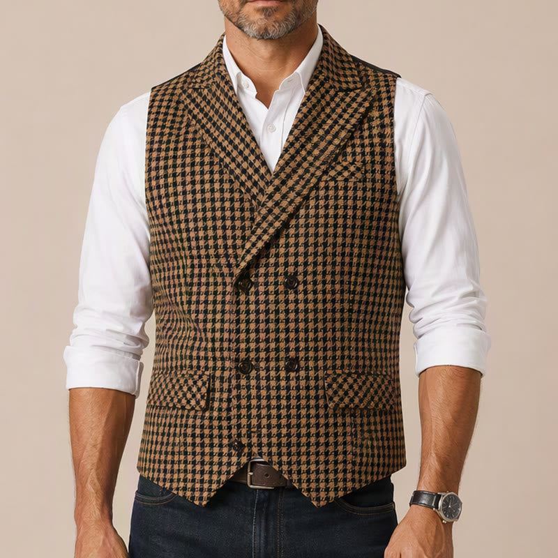 Gilet da uomo in stile medievale con motivo pied de poule - image 1