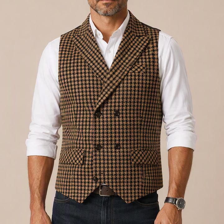 Gilet da uomo in stile medievale con motivo pied de poule - image 1