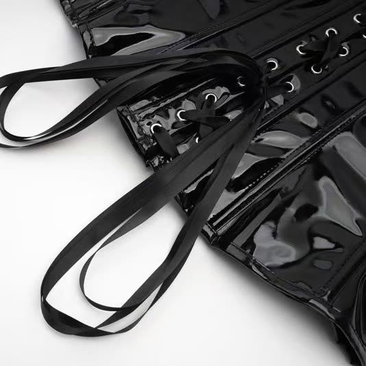 Corsetto da donna in PU lucido con cerniera frontale, modellatore per la vita e controllo addominale. - image 5