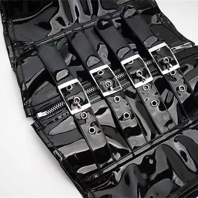 Corsetto da donna in PU lucido con cerniera frontale, modellatore per la vita e controllo addominale. - image 3