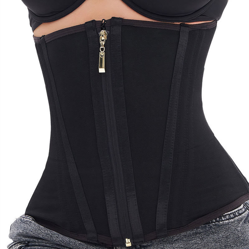 Corsetto modellante da donna in nylon con stecche, chiusura posteriore multipla, controllo addominale, snellente e modellante. - Nero, spessore 1,6 cm - 3XL - image 5
