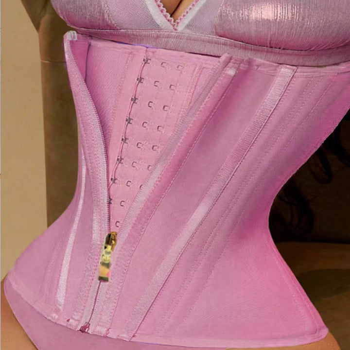 Corsetto modellante da donna in nylon con stecche, chiusura posteriore multipla, controllo addominale, snellente e modellante. - Rosa - 3XL - image 2