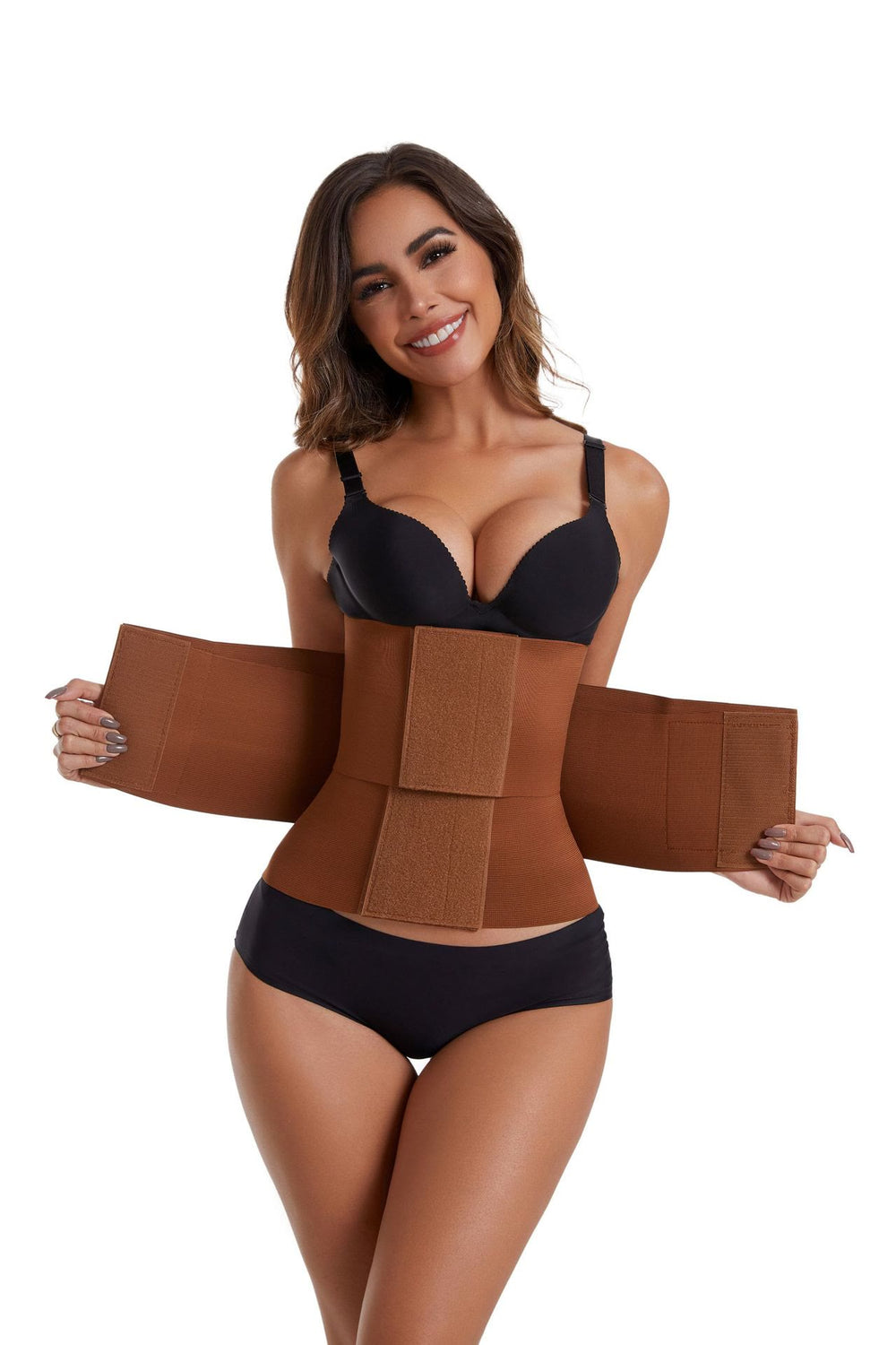 Corsetto modellante da donna in poliestere, cintura contenitiva per la vita e il corpo. - Caffè - 2XL - image 1