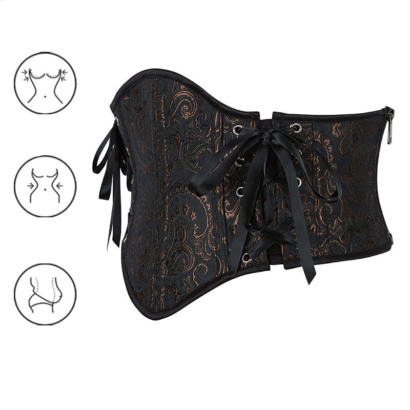 Corsetto modellante da donna in jacquard stile retrò con 13 stecche in acciaio, per una silhouette a clessidra. - image 3