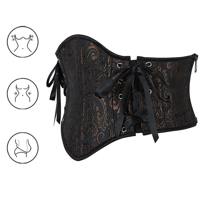 Corsetto modellante da donna in jacquard stile retrò con 13 stecche in acciaio, per una silhouette a clessidra. - image 3
