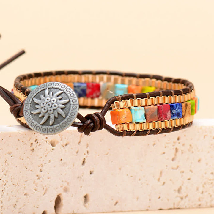 Bracciale moderno in stile sud-occidentale con perline quadrate turchesi. - image 5