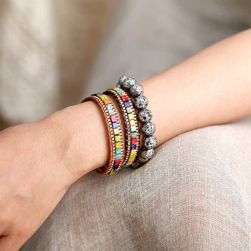 Bracciale moderno in stile sud-occidentale con perline quadrate turchesi. - image 1