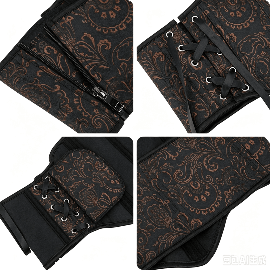 Corsetto modellante da donna in jacquard stile retrò con 13 stecche in acciaio, per una silhouette a clessidra. - image 4