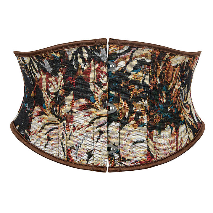 Corsetto corto in jacquard floreale stile retrò, capospalla alla moda per tutti i giorni e per le feste. - Cachi - 2XL - image 1