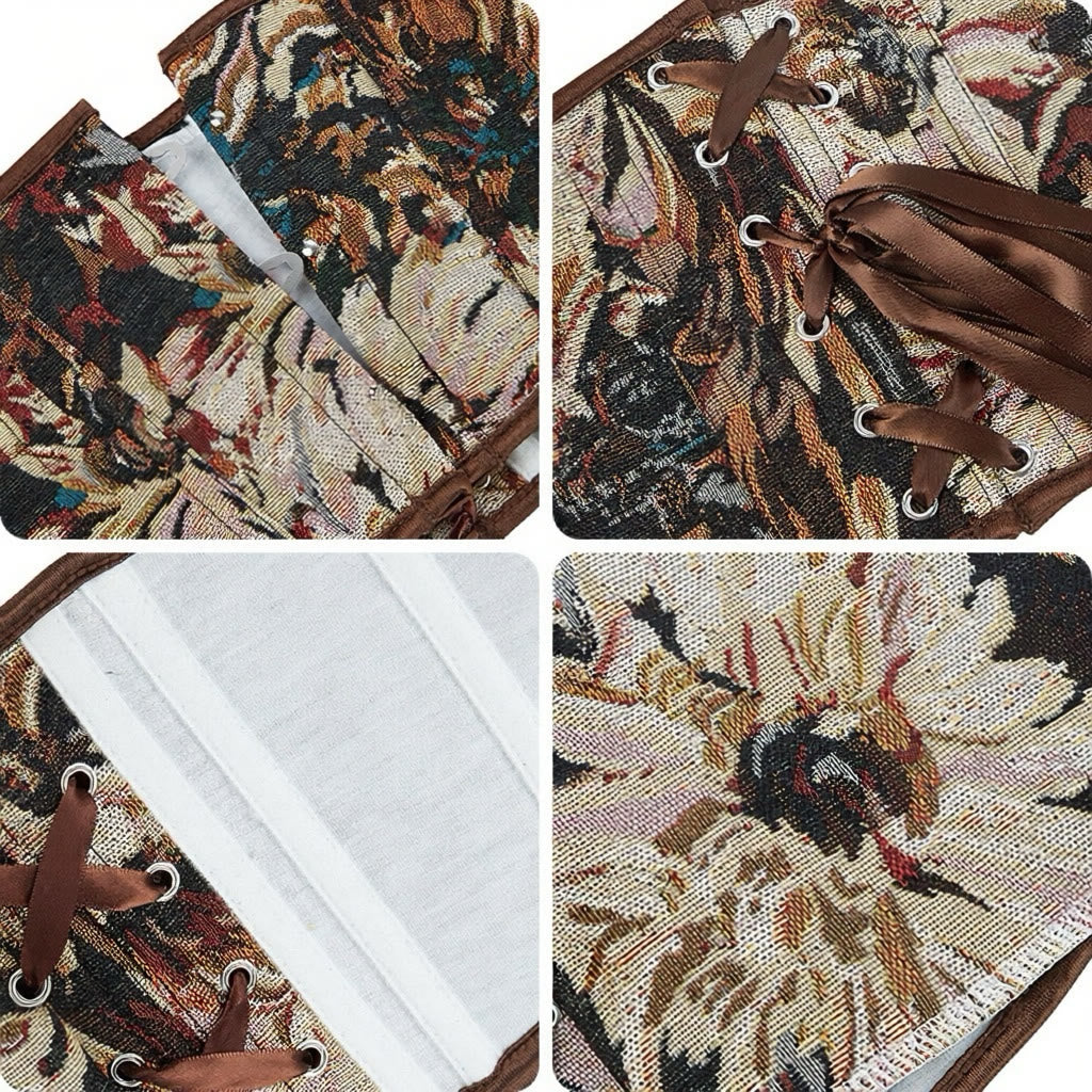 Corsetto corto in jacquard floreale stile retrò, capospalla alla moda per tutti i giorni e per le feste. - image 5