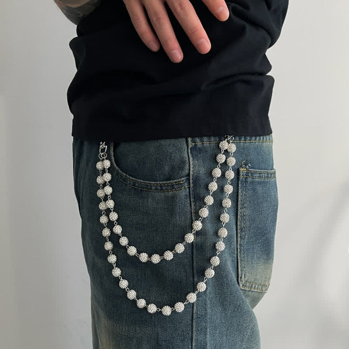 Catena per pantaloni a doppio strato con diamanti scintillanti - image 4