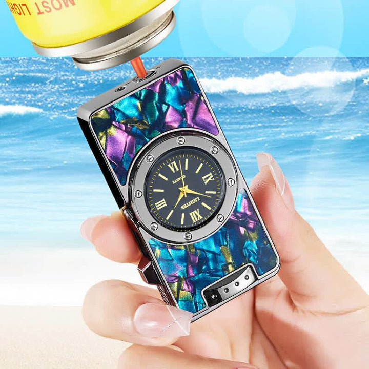 Accendino a butano Time Flame Colorful Shells con orologio - image 4