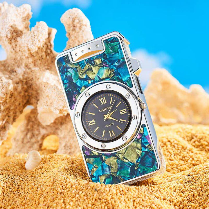 Accendino a butano Time Flame Colorful Shells con orologio - image 8