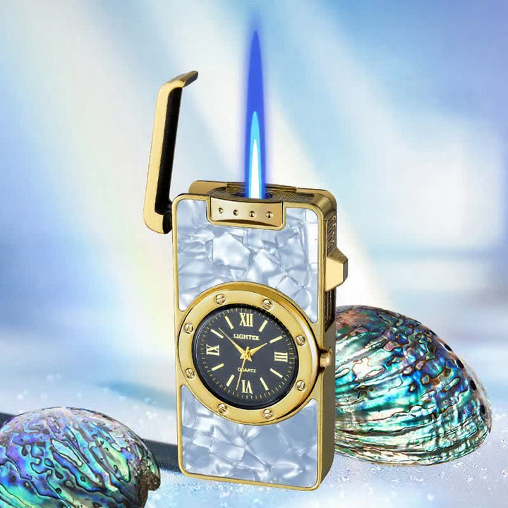 Accendino a butano Time Flame Colorful Shells con orologio - Fritillaria bianca - Bronzo - image 20