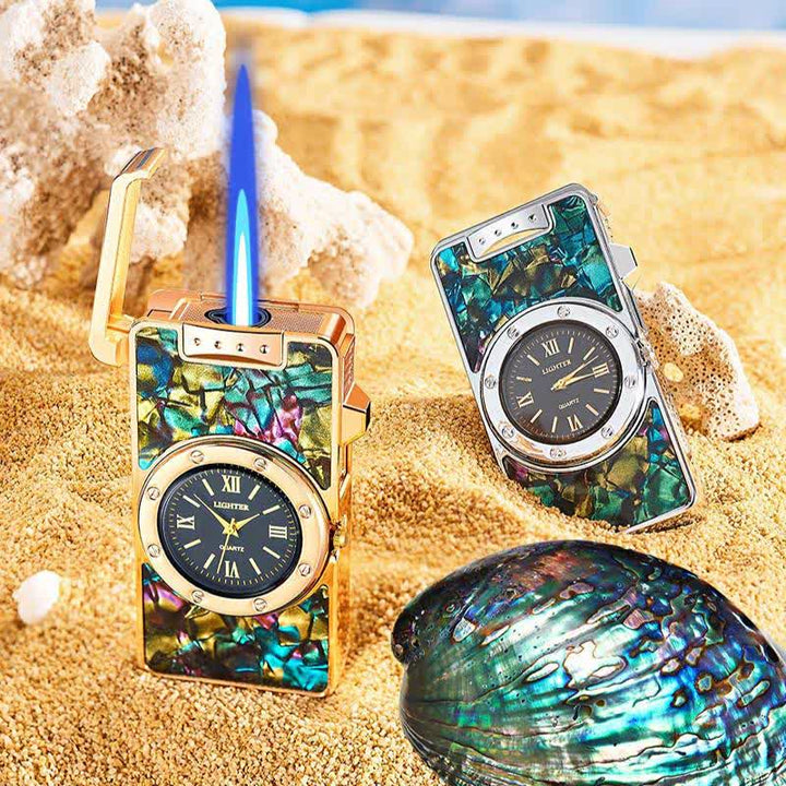 Accendino a butano Time Flame Colorful Shells con orologio - image 7