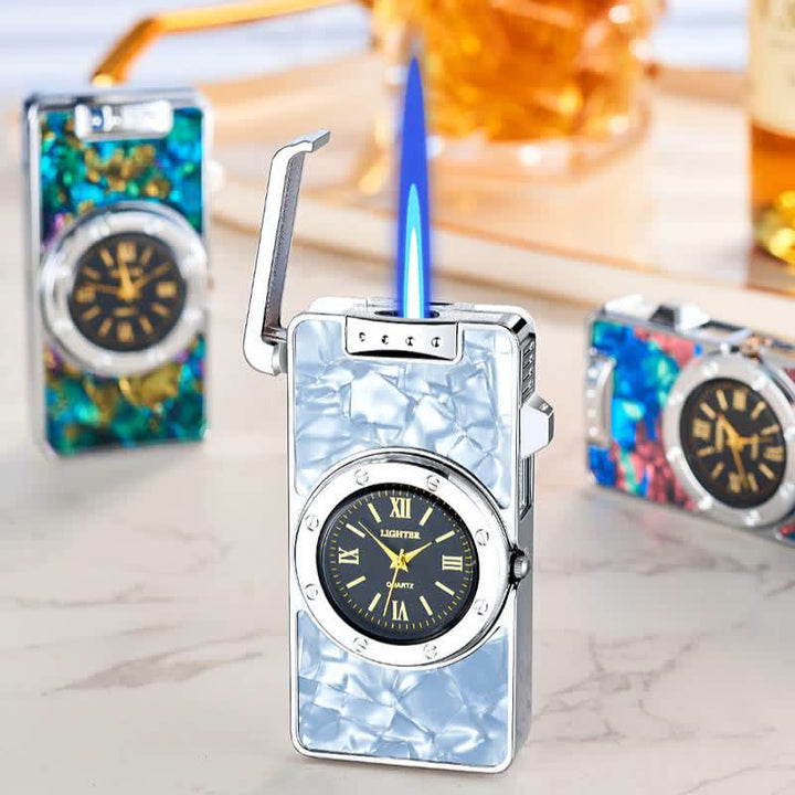 Accendino a butano Time Flame Colorful Shells con orologio - image 0